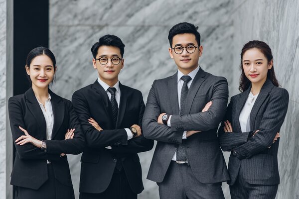 Modern office space với team members working on computers