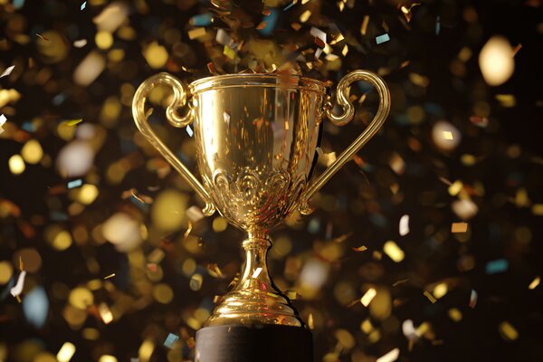 Trophy showcase với various awards và certifications